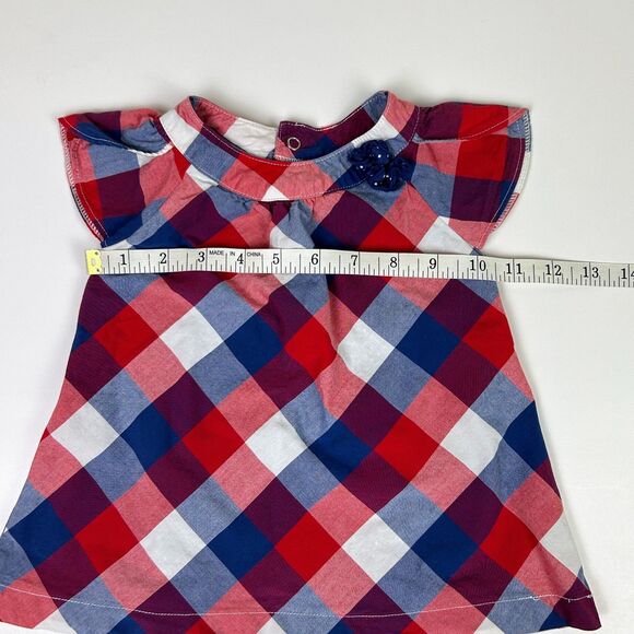 Carter's Child of Mine Red White Blue Checkered Plaid Baby Dress Bloomer 18 Mnth - Picture 3 of 8